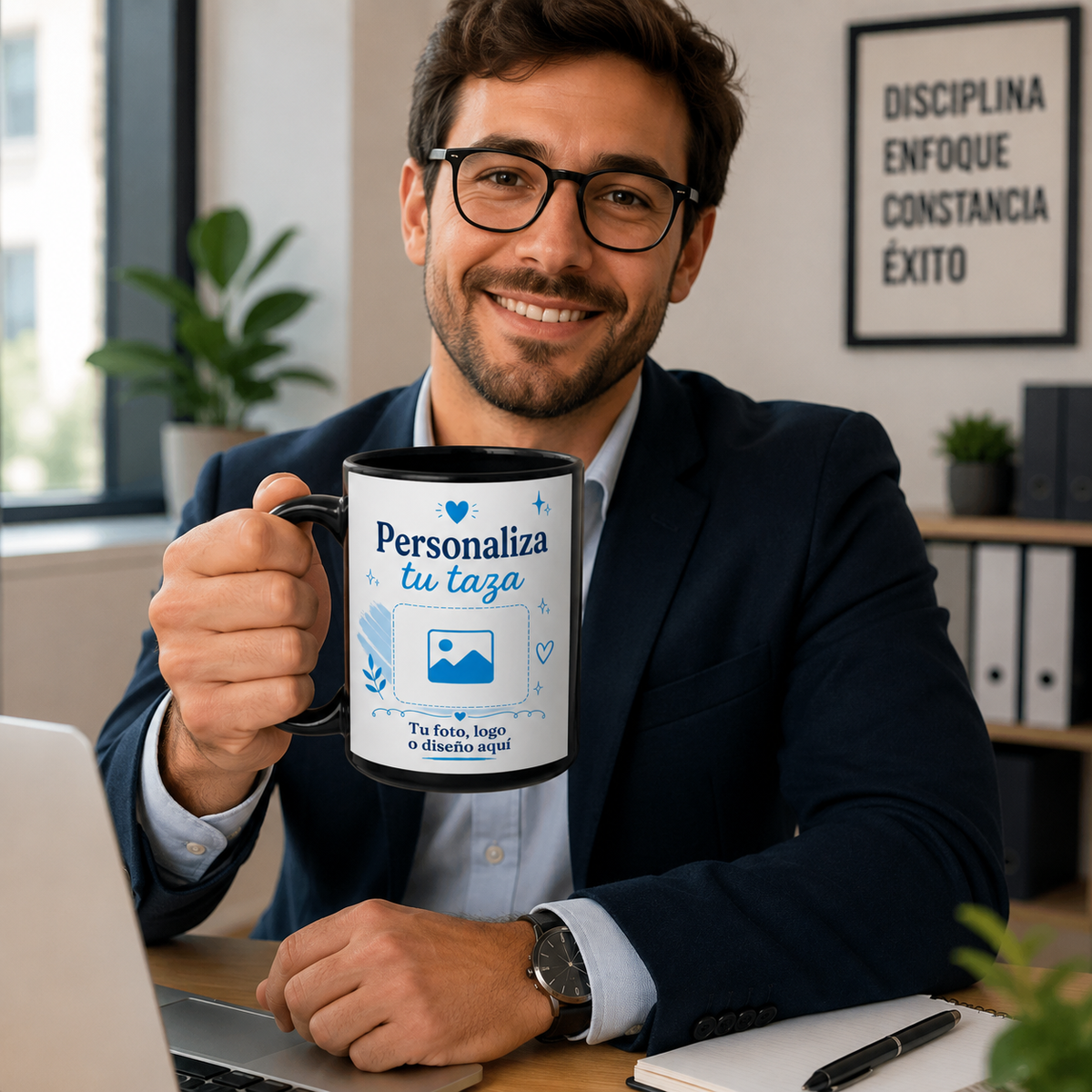 Taza Negra Personalizada 15 Oz – Área Blanca Sublimable