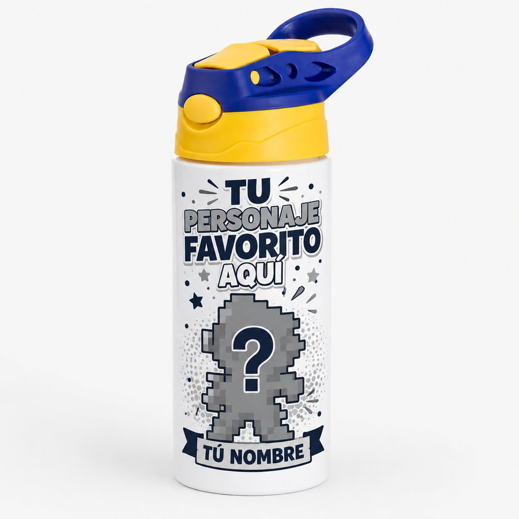 Botella Infantil Personalizada 500 ml con Bombilla – Foto, Nombre o Personaje