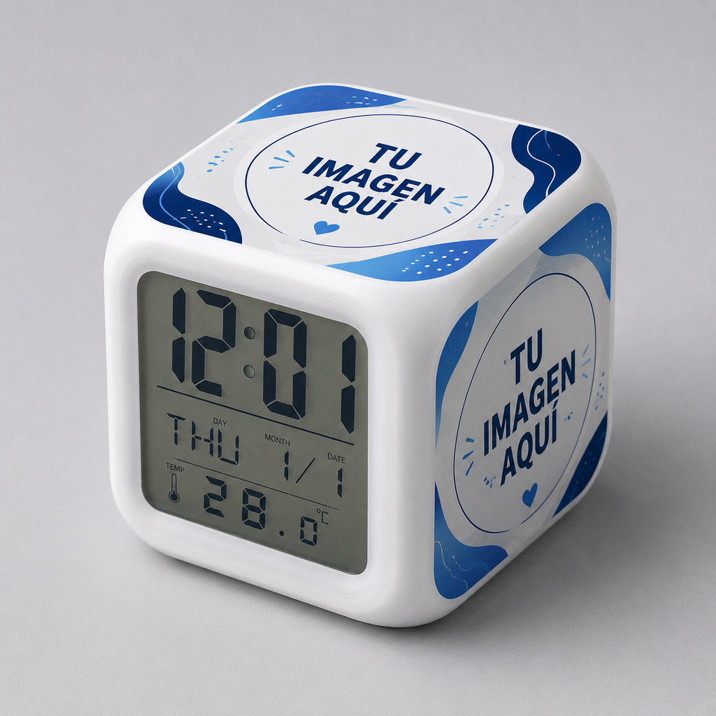 Reloj Despertador Digital Personalizado con Luz LED – Fotos o Diseños