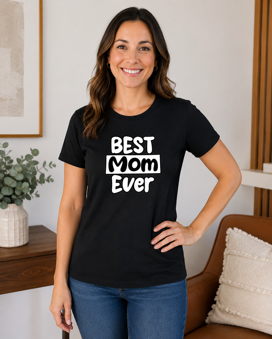 Polera Negra Best Mom Ever – Regalo para Mamá