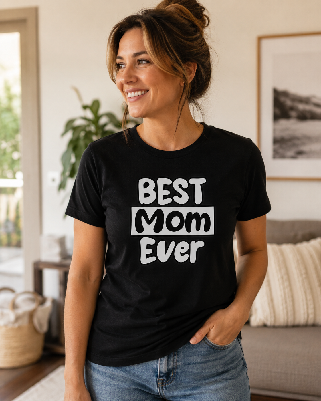 Polera Negra Best Mom Ever – Regalo para Mamá