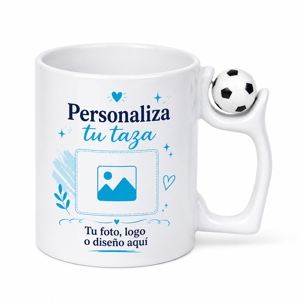 Taza Personalizada de Fútbol con Mango Pelota 11 Oz