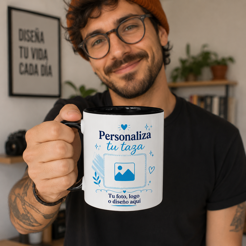 Taza Personalizada Negra 11 Oz – Interior y Mango Negro