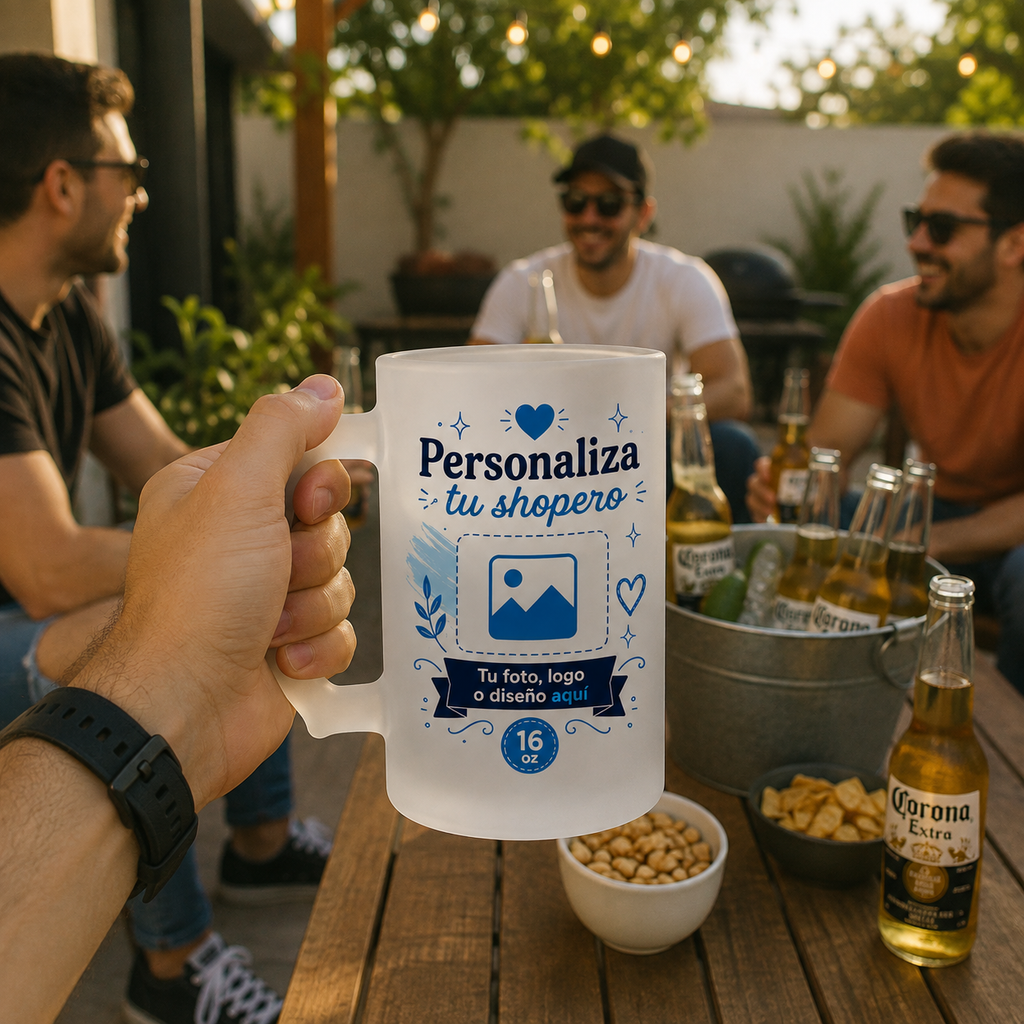 Shopero Empavonado Personalizado 16 Oz – Foto, Logo o Diseño