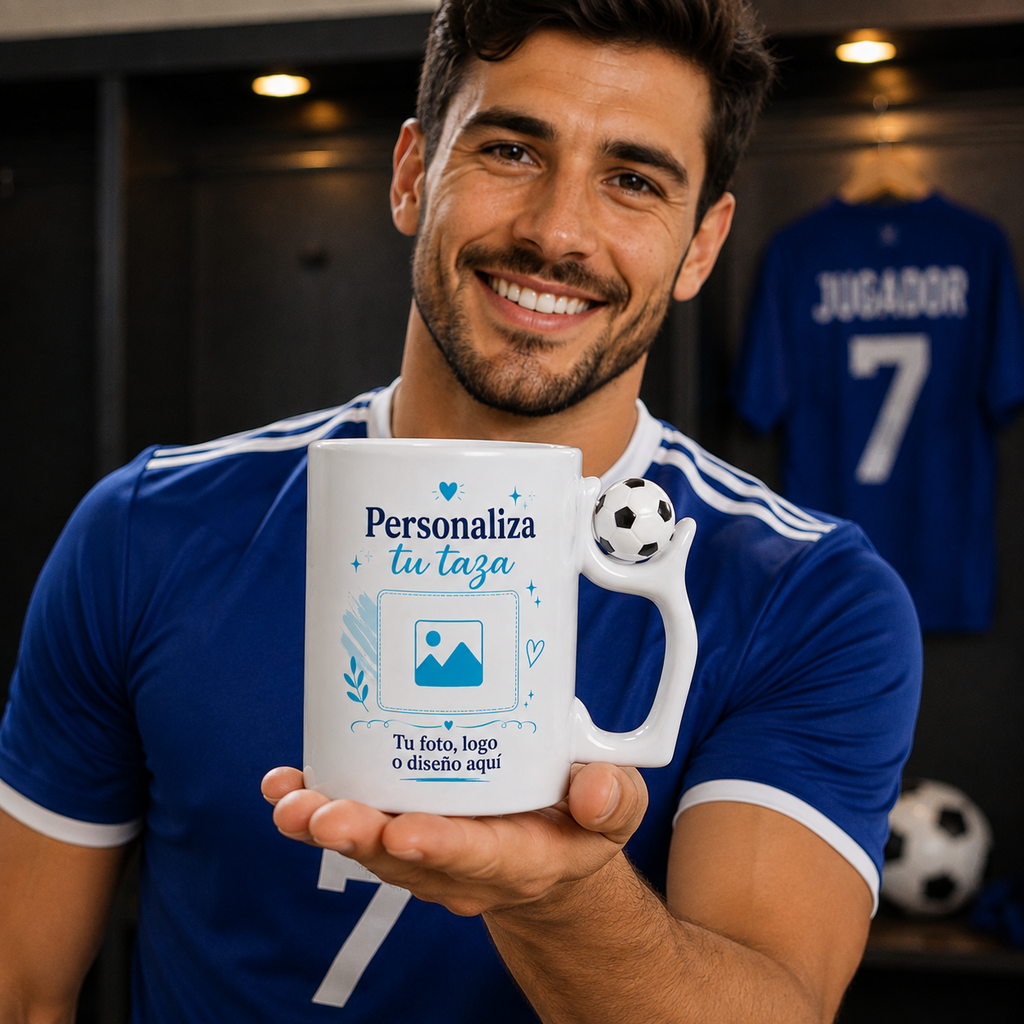 Taza Personalizada de Fútbol con Mango Pelota 11 Oz
