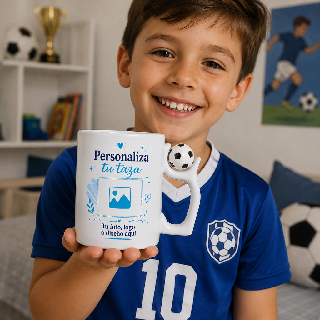 Taza Personalizada de Fútbol con Mango Pelota 11 Oz