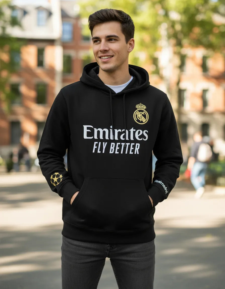 Polerón Tipo Canguro Con Capucha Diseño Real Madrid FC