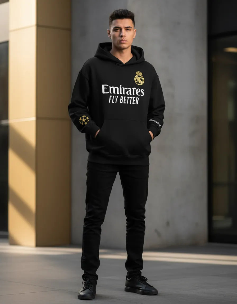 Polerón Tipo Canguro Con Capucha Diseño Real Madrid FC