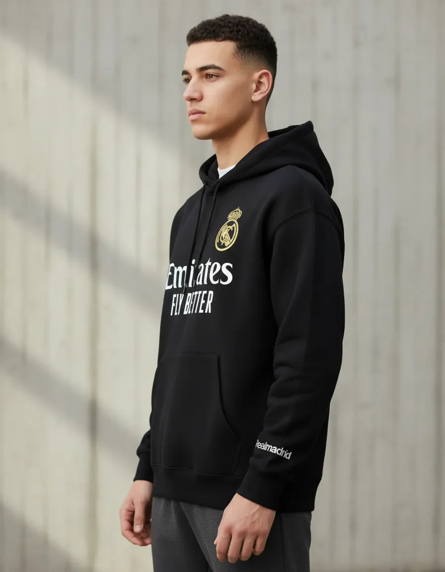 Polerón Tipo Canguro Con Capucha Diseño Real Madrid FC