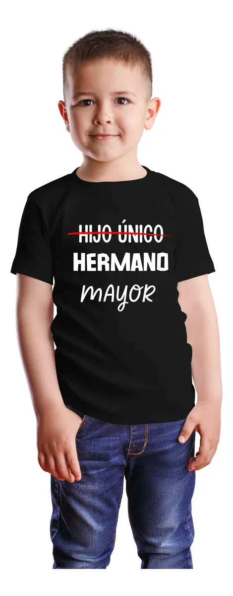 Polera Niño Hermano Mayor Diseño Divertido Hijo Único