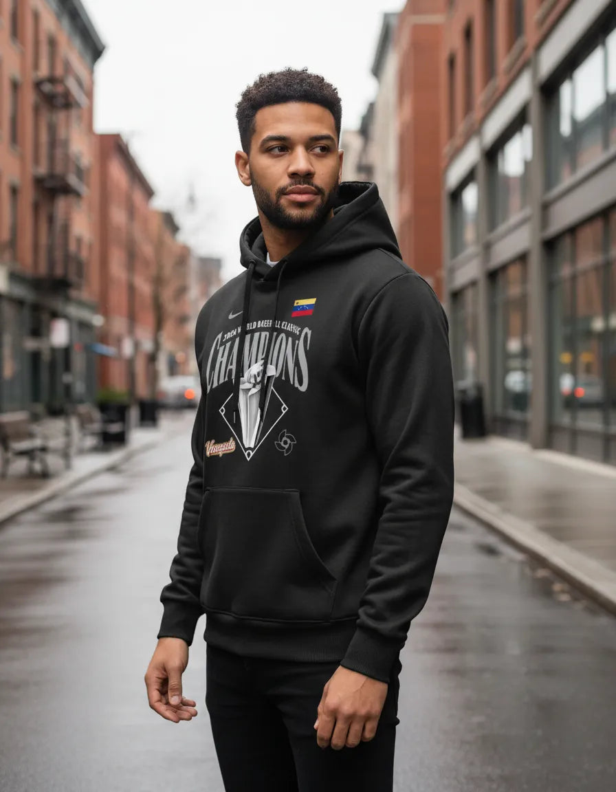 Polerón Tipo Canguro Con Capucha Diseño Venezuela Baseball