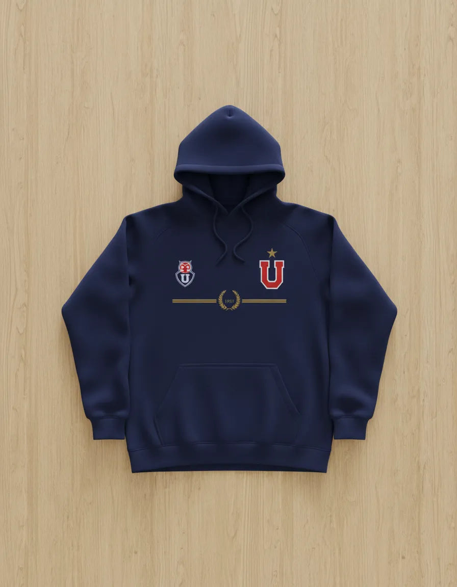 Polerón Unisex Con Capucha Tipo Canguro Diseño U De Chile