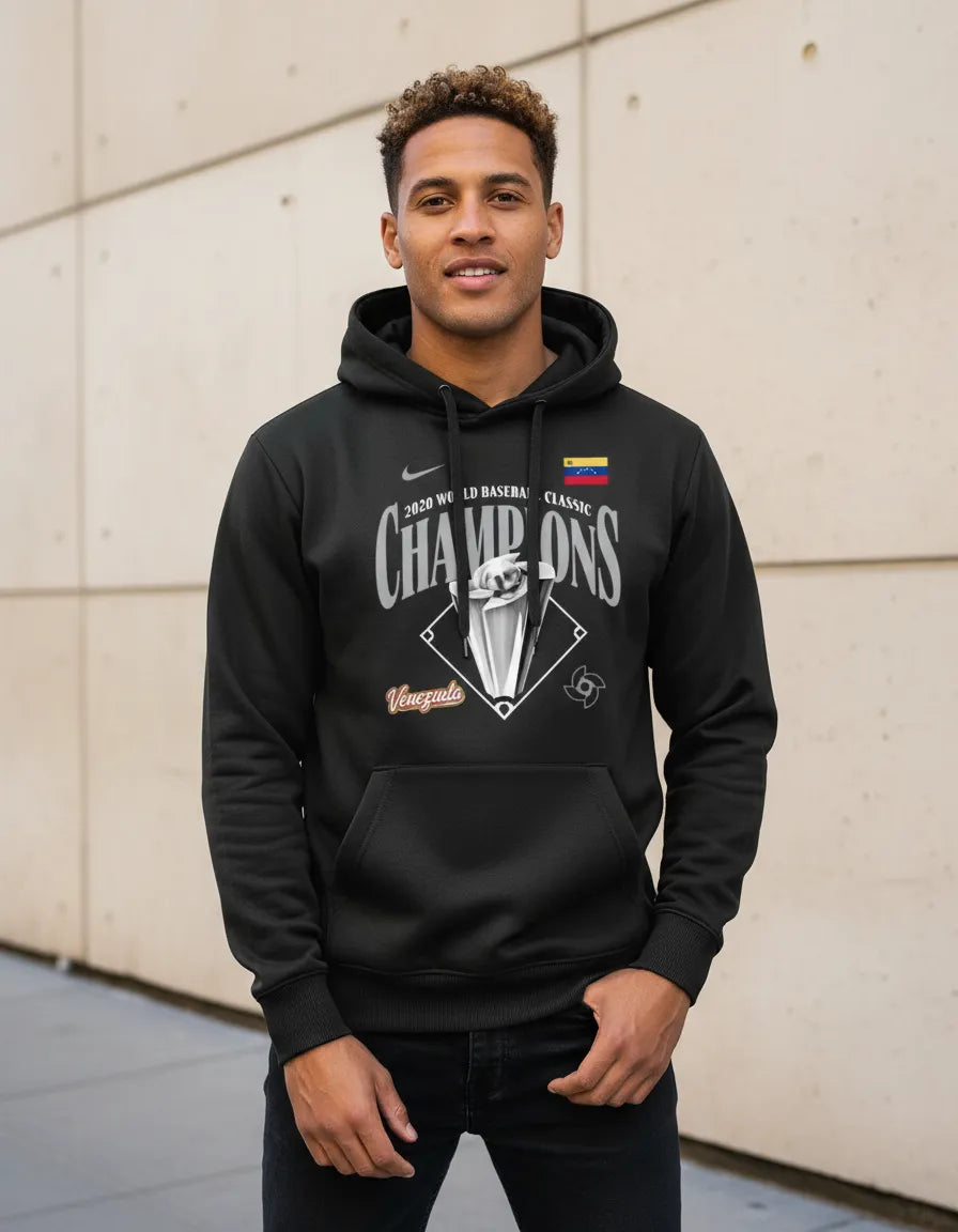 Polerón Tipo Canguro Con Capucha Diseño Venezuela Baseball