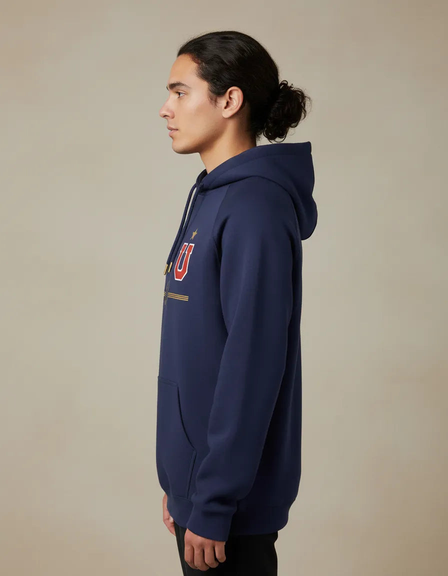 Polerón Unisex Con Capucha Tipo Canguro Diseño U De Chile