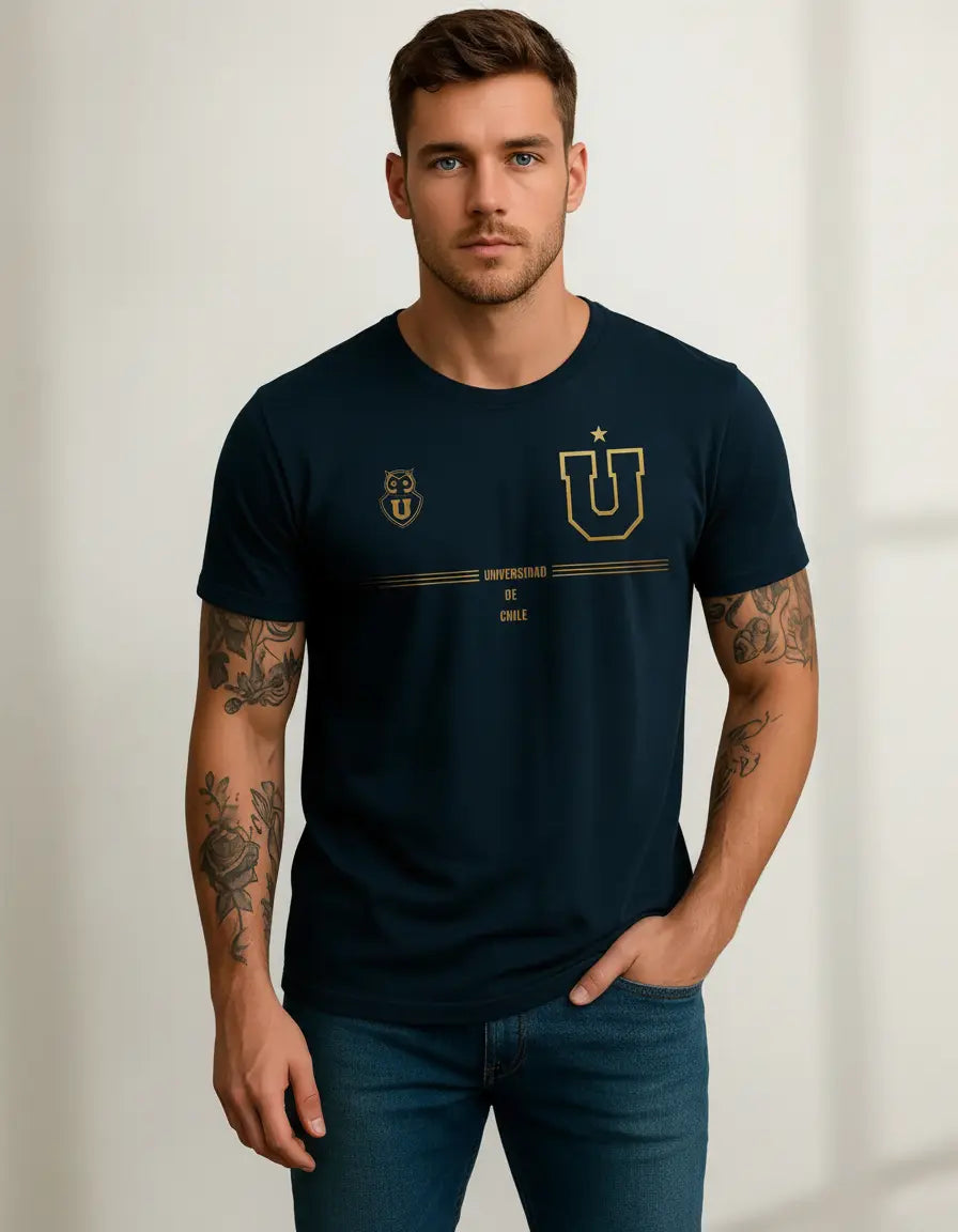 Polera Universidad De Chile - Diseño Exclusivo Azul/oro U