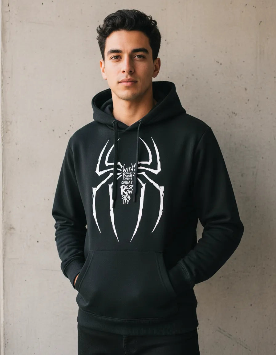 Polerón Tipo Canguro Con Capucha Diseño Spider-man