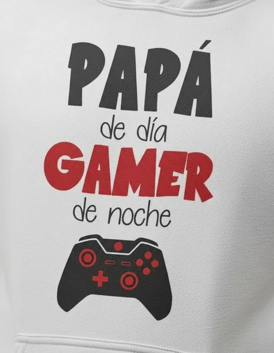 Polerón Unisex Con Capucha Papá De Día Gamer De Noche
