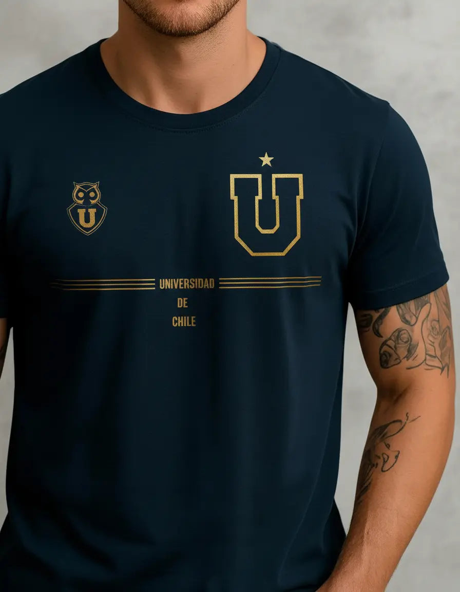 Polera Universidad De Chile - Diseño Exclusivo Azul/oro U