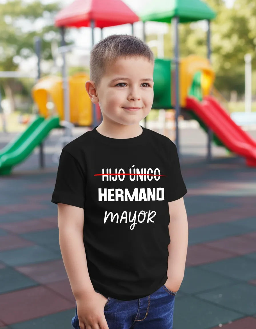 Polera Niño Hermano Mayor Diseño Divertido Hijo Único