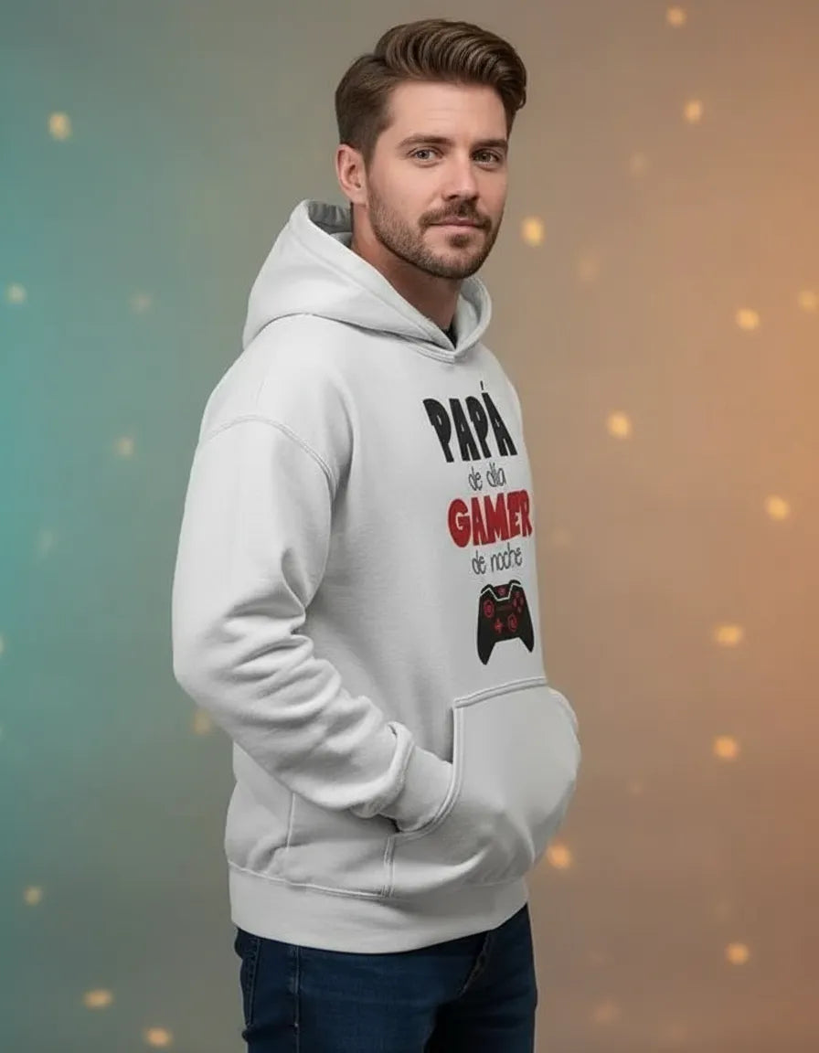 Polerón Unisex Con Capucha Papá De Día Gamer De Noche