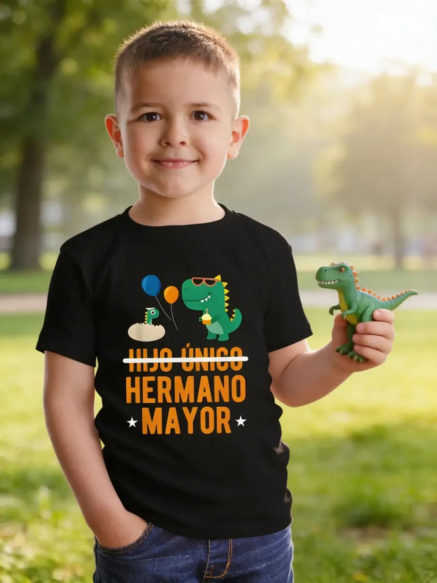 Polera Niño Hermano Mayor Diseño Divertido Hijo Único