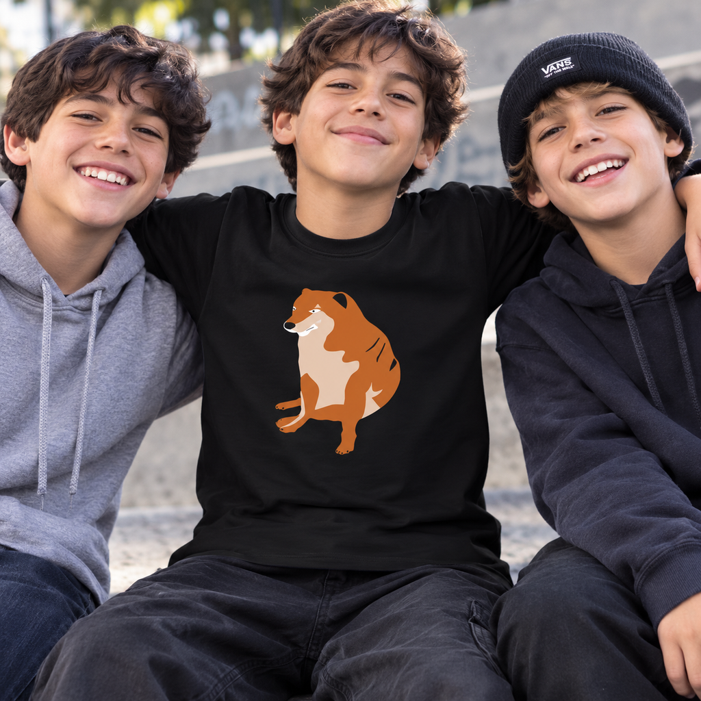 Polera Infantil Negra Perrito Cheems – Diseño Estampado