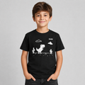 Polera Infantil Negra Dinosaurio Pixel – Juego Retro Sin Internet