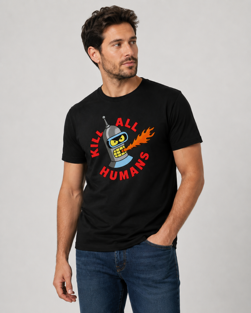 Polera Negra Bender Kill All Humans – Futurama